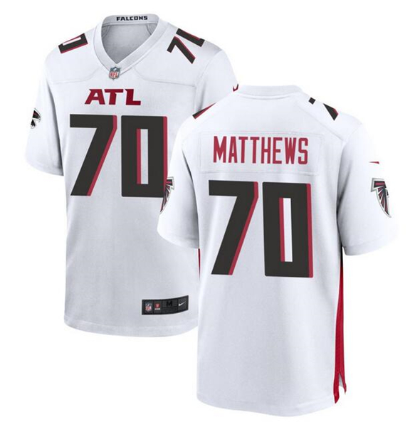 Men's Atlanta Falcons #70 Jake Matthews White Stitched Football Game Jersey